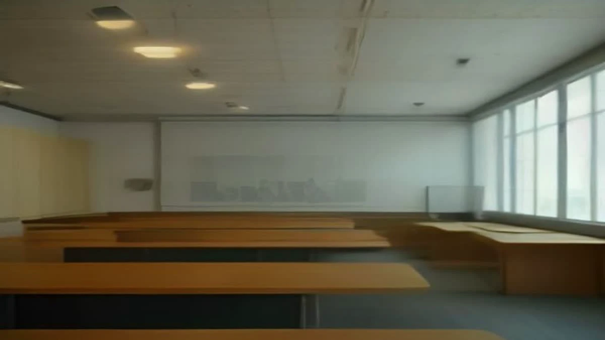 Illustration: wide establishing shot of a control room with monitors showing abstract dashboards, no readable text